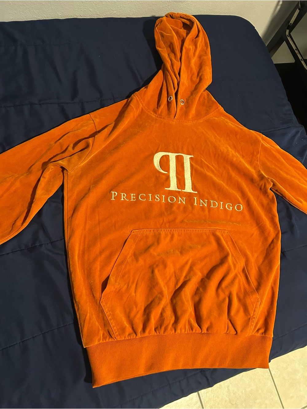 Precision Indigo Men's Orange Hooded Sweatshirt